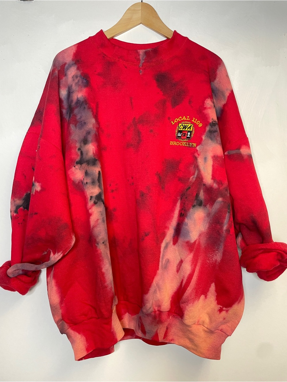Red Tie-Dye Crewneck Sweatshirt